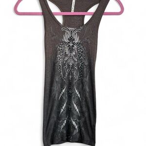 Brown Mcbling Small Rhinestone Tank Top Indie Sleaze Y2k